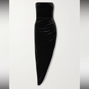 Norma Kamali Black Asymmetrical velvet midi dress